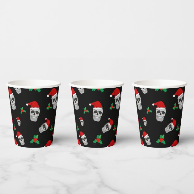Gobelets En Papier Coupes de fête du crâne de Noël - style 1 (Multi)