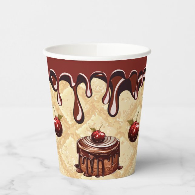 Gobelets En Papier Coupes de fête pour amoureux du chocolat, Cerise a (Gauche)