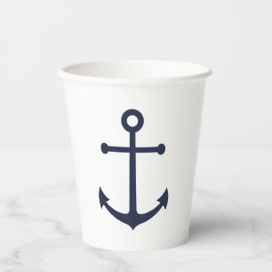 Gobelets En Papier Coupes de papier Ancre bleu marine moderne