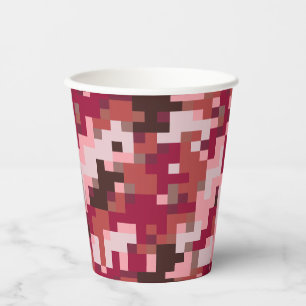 Gobelets En Papier Coupes de papier Camouflage numérique rouge et Bro