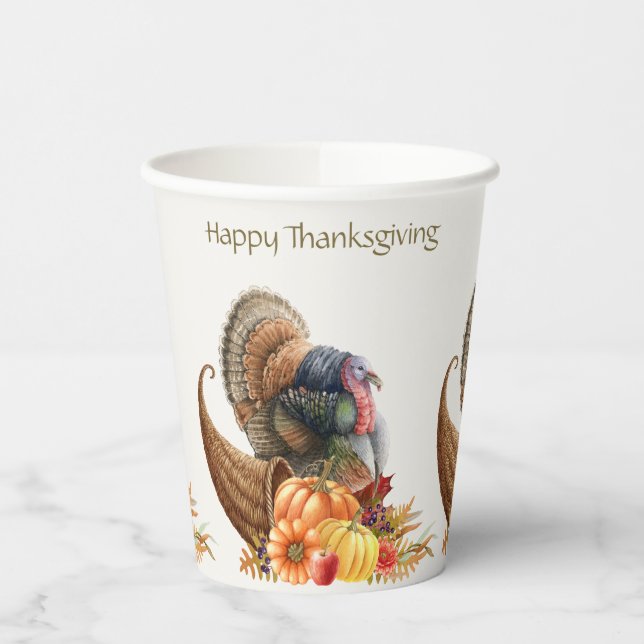 Gobelets En Papier Coupes de papier Citrouilles de Turquie Thanksgivi (Gauche)