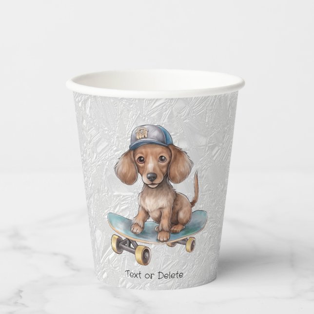 Gobelets En Papier Coupes de papier Dachshund aquarelle (Recto)