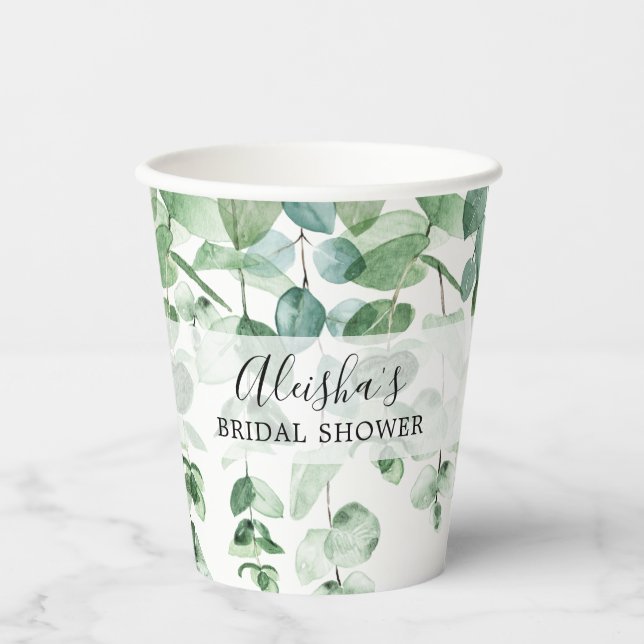 Gobelets En Papier Coupes de papier de Fête des mariées Eucalyptus Gr (Recto)