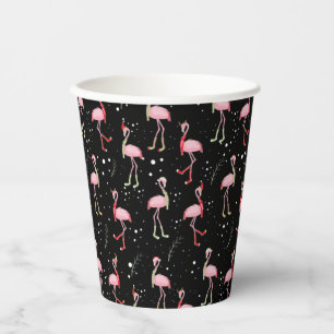 Gobelets En Papier   Coupes de papier de motif Flamingo rose de Noël