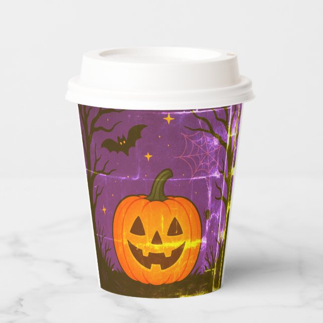 Gobelets En Papier Coupes de papier d'Halloween Citrouilles pour les  (Recto)