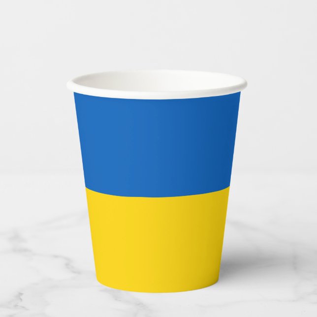 Gobelets En Papier Coupes de papier drapeau Ukraine patriotique (Recto)
