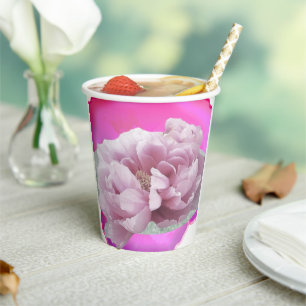 Gobelets En Papier Coupes de papier floral rose brillant