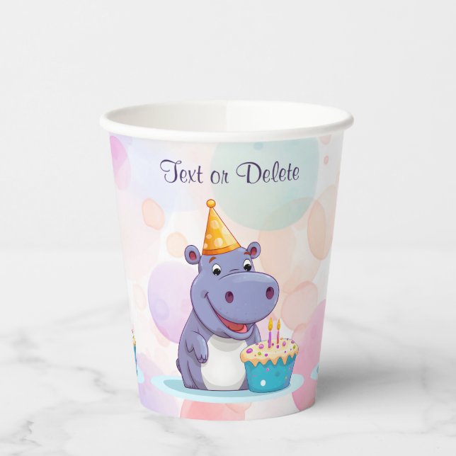 Gobelets En Papier Coupes de papier Hippo Anniversaire (Gauche)