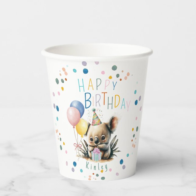 Gobelets En Papier Coupes de papier Koala Birthday (Recto)