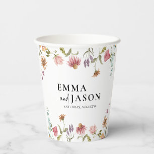 Gobelets En Papier Coupes de papier Mariage fleur sauvage