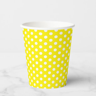Gobelets En Papier Coupes de papier Motif à points Polka blanc jaune