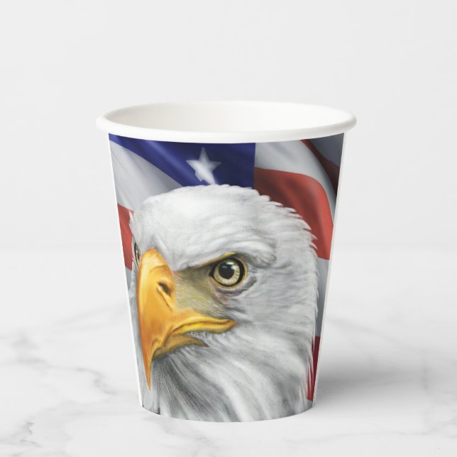 Gobelets En Papier Coupes de papier Patriotique American Flag Bald Ea (Recto)