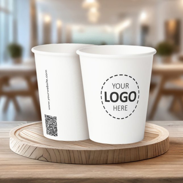Gobelets En Papier Coupes de papier personnalisées Logo et Code QR (Créateur téléchargé)