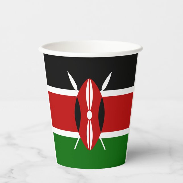 Gobelets En Papier Coupes de papier pour armes à blason du Kenya (Recto)