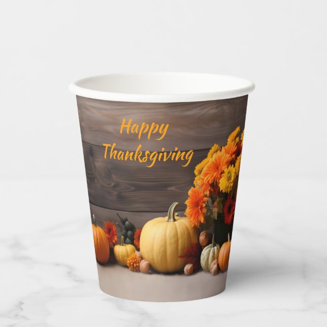 Gobelets En Papier Coupes De Papier Thanksgiving Traditionnelles (Recto)