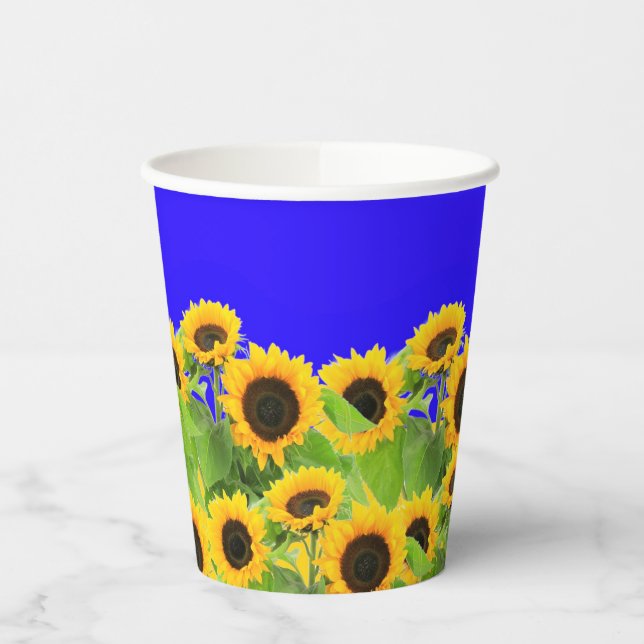 Gobelets En Papier Coupes de papier tournesol couleurs drapeau ukrain (Gauche)