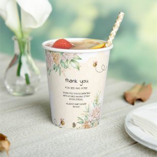 Gobelets En Papier Coupes en papier Baby shower de l'abeille