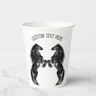 Gobelets En Papier Coupes en papier de Cheval sauvage noir avec texte