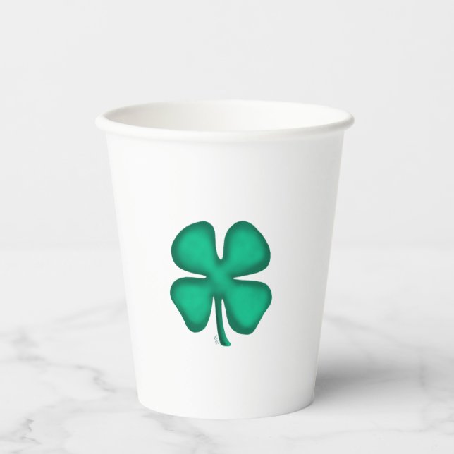 Gobelets En Papier Coupes en papier de Clover irlandais Lucky 4 Leaf (Recto)