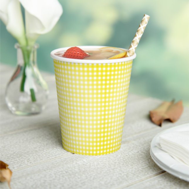 Gobelets En Papier Coupes en papier En vichy jaune Faye (Insitu)