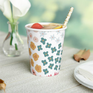 Gobelets En Papier Coupes en papier Fleur sauvage coloré