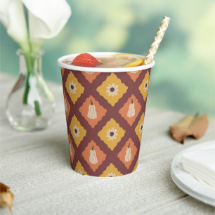 Gobelets En Papier Coupes en papier Motif Diamond Automne dessinées à