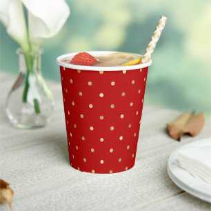 Gobelets En Papier Coupes en papier Motif Golden Polka Dot