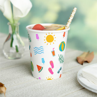 Gobelets En Papier Coupes en papier Motif Summer Beach