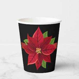 Gobelets En Papier Coupes en papier Poinsettia de Noël