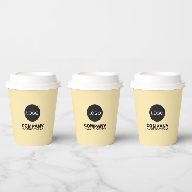 Gobelets En Papier Coupes personnalisées avec couvercles (Logo & Nom  (Multi)