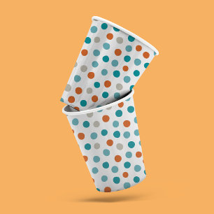 Gobelets En Papier Coupes turquoises en papier à points Polka orange