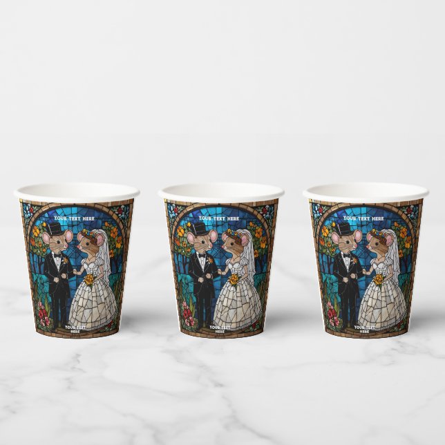 Gobelets En Papier Couple dessous de verre Mariage de souris mignonne (Multi)
