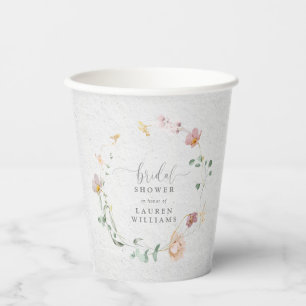 Gobelets En Papier Couronne de fleurs de jardin rose fuchsia pour Bab