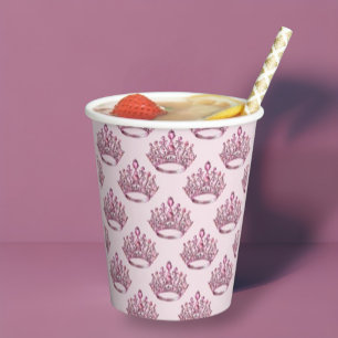 Gobelets En Papier Couronne de princesse de conte de fées rose Annive