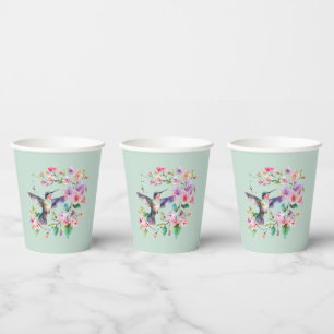 Gobelets En Papier Couronne florale de colibris