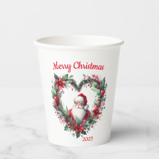 Gobelets En Papier Couronne florale - Noël 2023 Père Noël