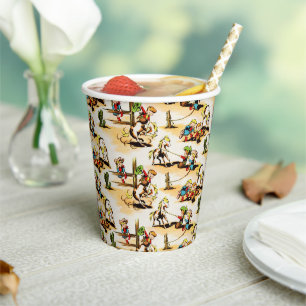 Gobelets En Papier Cowboy vintage Country Kids Pony Cactus Co