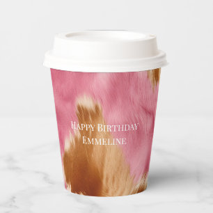 Gobelets En Papier Cowgirl Western Pink Brown Cream Cowhide