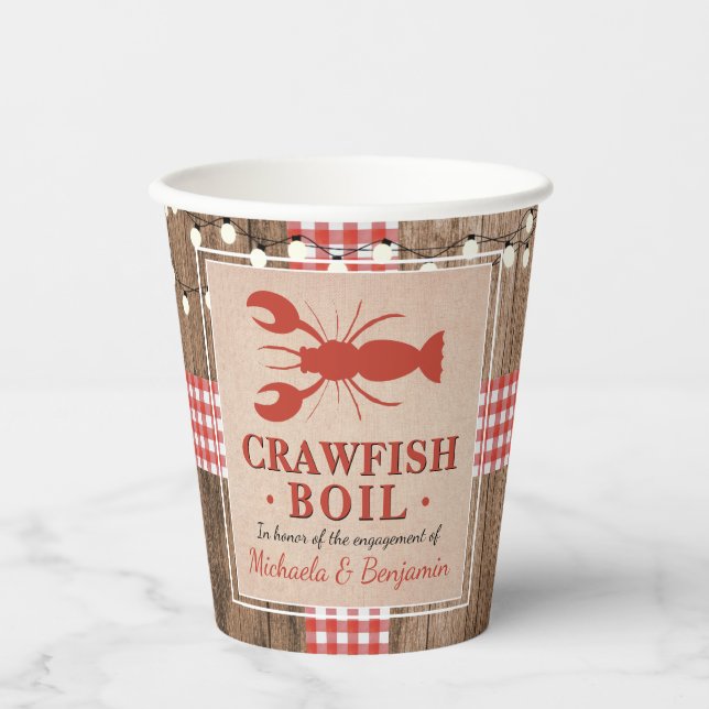 Gobelets En Papier Crawfish Boil Homard Engagement Partie Rustique (Recto)