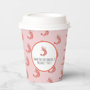 Gobelets En Papier Crevettes Main Aquarelle Fruits de Mer Crabe Rose