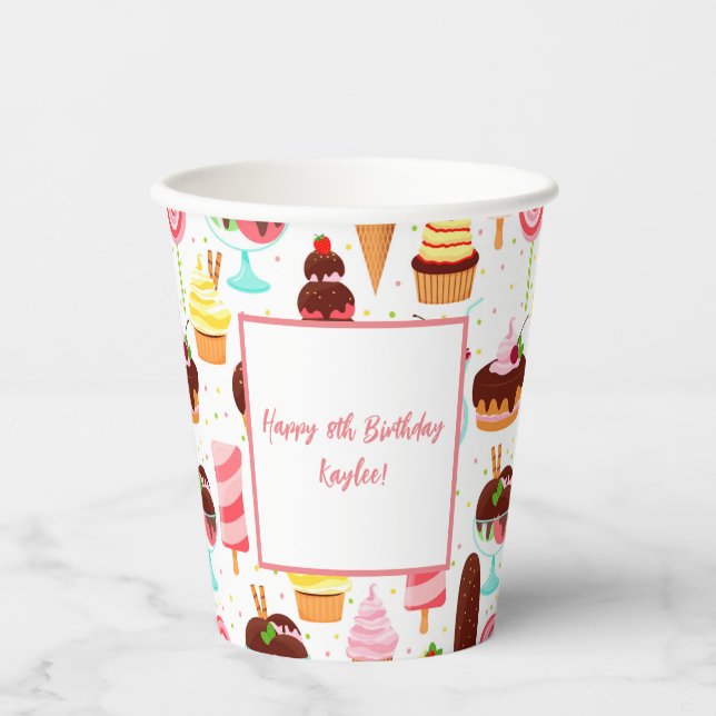 Gobelets En Papier Crie pour Ice Cream Girls Sweet mignonne Anniversa (Recto)