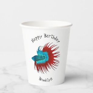 Gobelets En Papier Crowntail betta fish dessin animé
