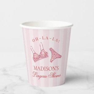 Gobelets En Papier Culotte de douche lingerie cœur rose et rouge fête