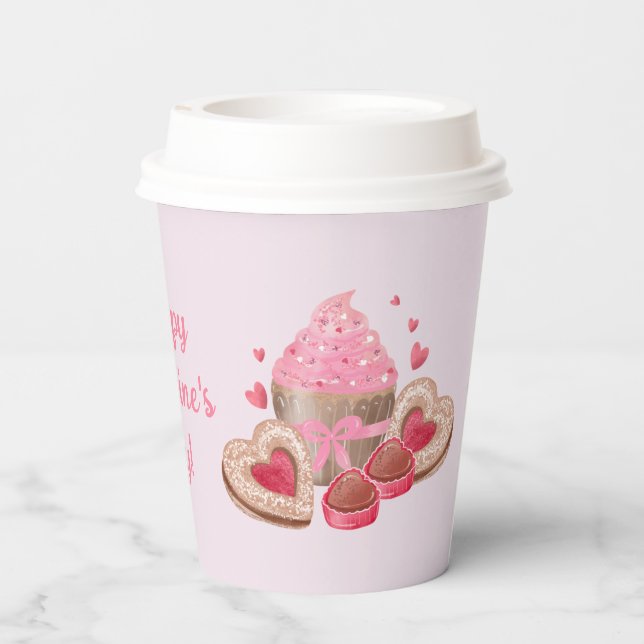 Gobelets En Papier Cupcake de Saint Valentin, Cookie, Traitements (Verso)