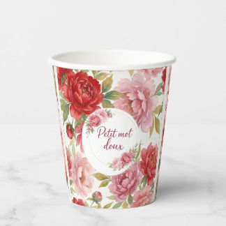 Gobelets En Papier Cups en carton florales Petit mot doux