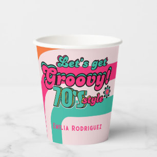 Gobelets En Papier Custom 70's Rétro Disco Anniversaire Boogie Groovy