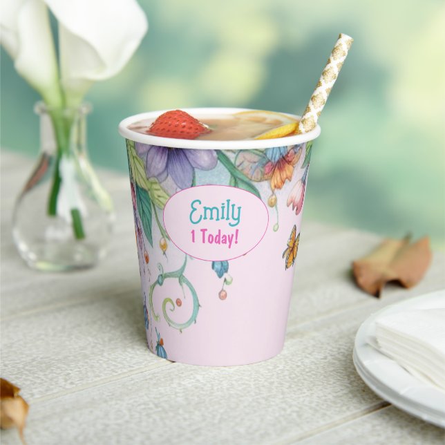 Gobelets En Papier Custom Fairytale Princess Girls Birthday Fairycore (Insitu)