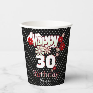 Gobelets En Papier Custom Name & Age, Happy Birthday