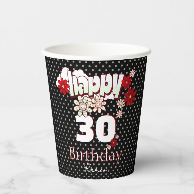 Gobelets En Papier Custom Name & Age, Happy Birthday (Recto)