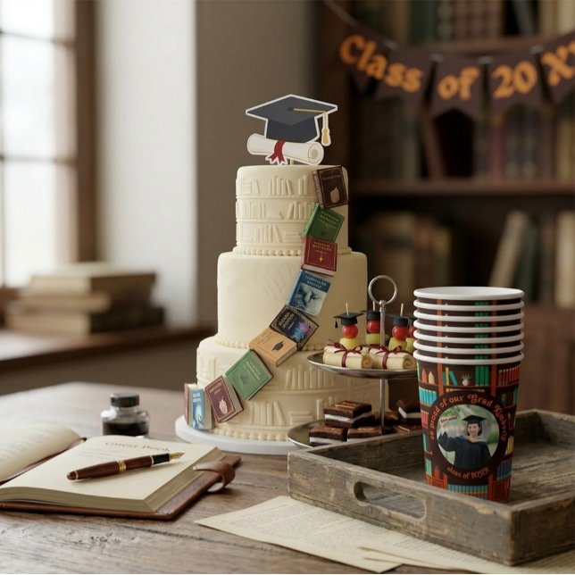 Gobelets En Papier Custom Photo Library-Themed  (Créateur téléchargé)